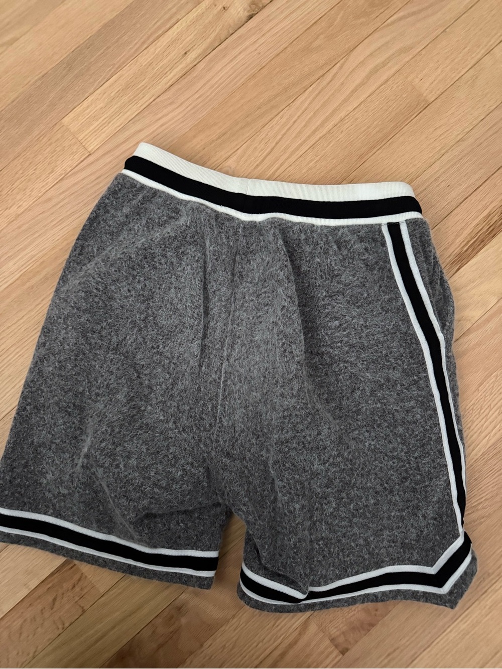 John Elliott thick winter sweatpant Athletic Drawstring Shorts with Striped Trim - Picture 4 of 6